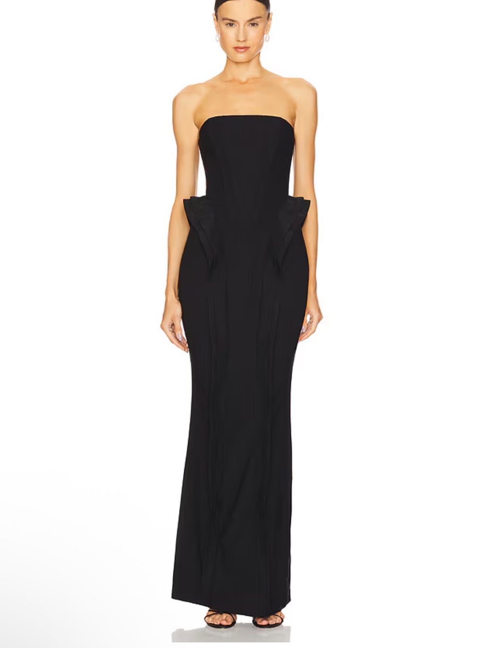 Michael Costello Black Strapless Black Evening Gown Alondra